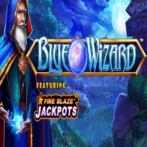 Official Slots logo: Blue Wizard Fire Blaze Jackpots by Rarestone Gaming at Ny Spins Casino